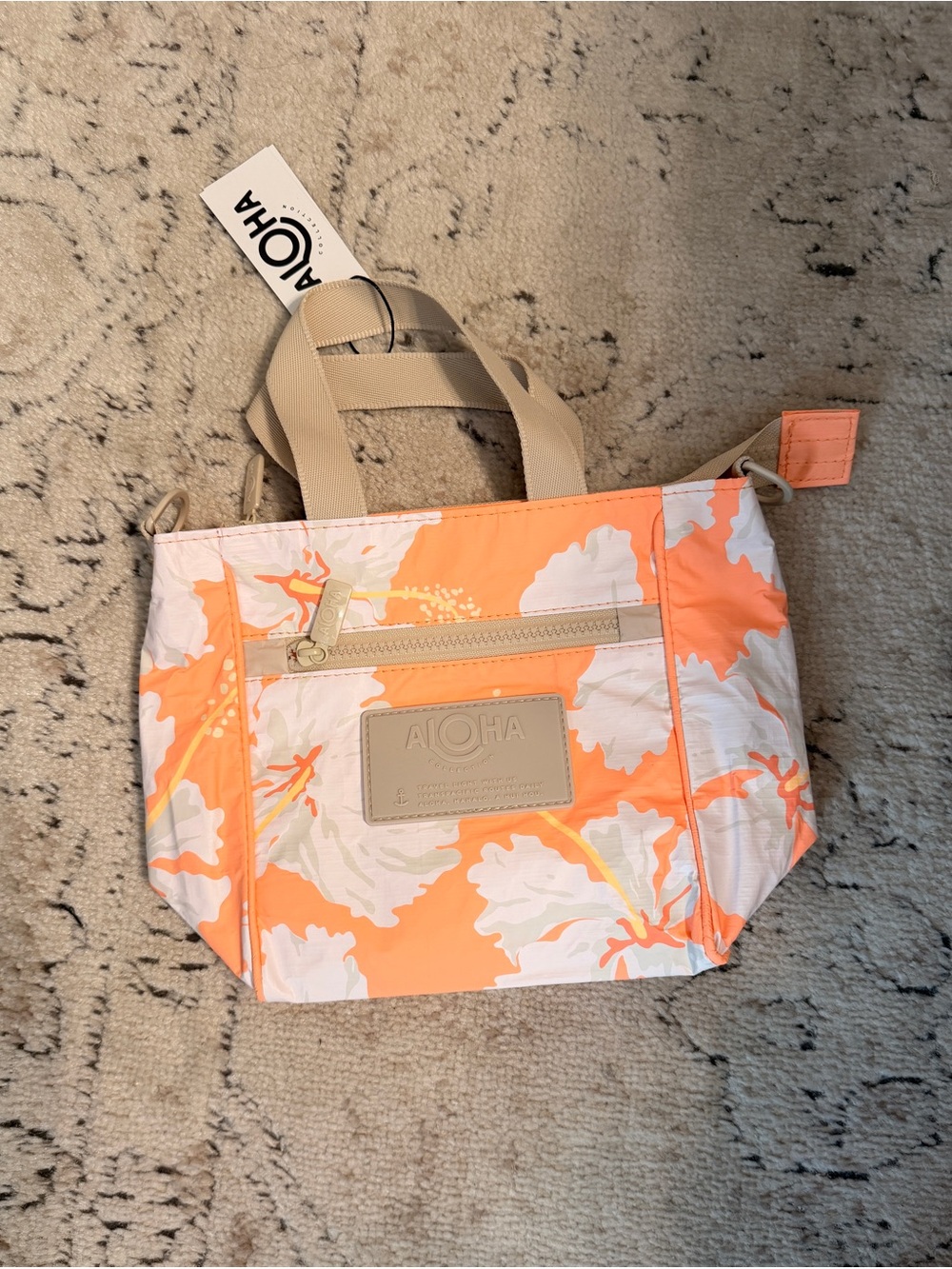 Aloha Collection Orange Floral Mini Day Tripper Crossbody Tote NWT